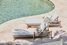 Load image into Gallery viewer, teak sunlounger with quick dry foam cushion