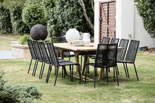 Load image into Gallery viewer, teak outdoor extension table with rope chairs