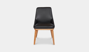 Narrabeen black leather chair with clear leg 2
