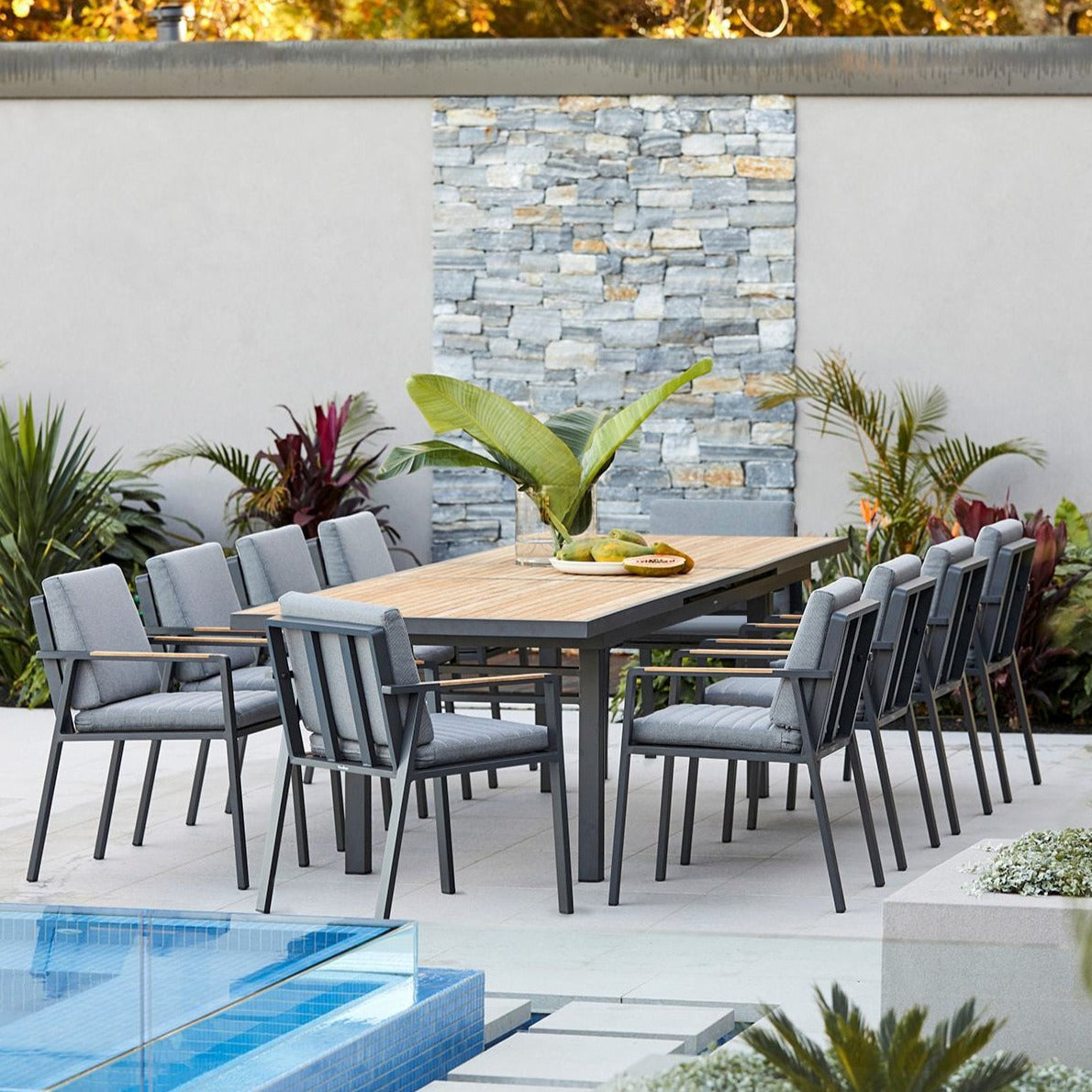 Kai Teak and Aluminium 11 Piece Outdoor Dining Setting – Woodbury