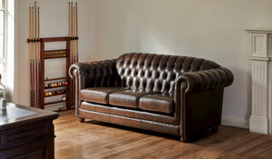 chesterfield 3 seater lounge leather