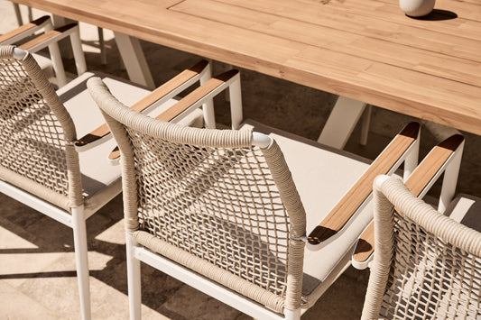 teak and rope outdoor chair