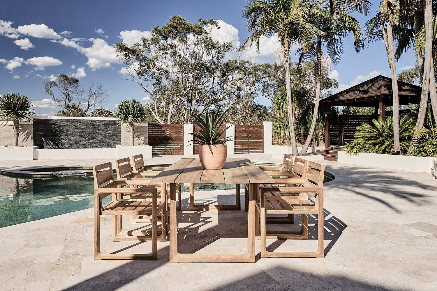 mykonos teak dining setting 