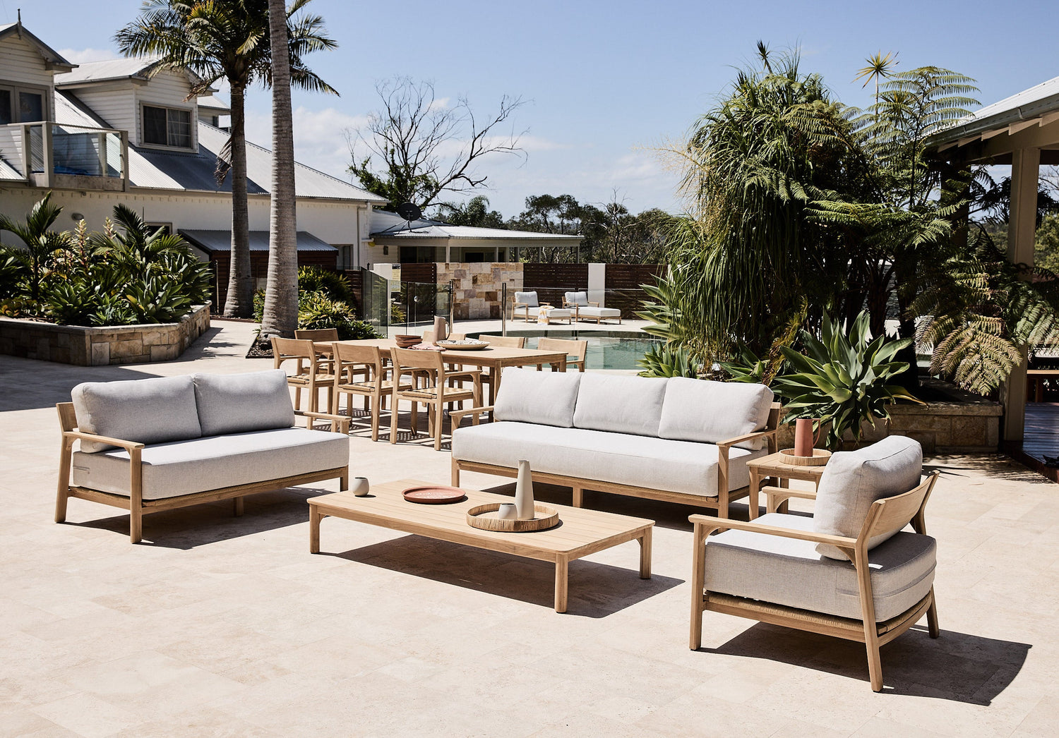 saint tropez outdoor sofa setting teak