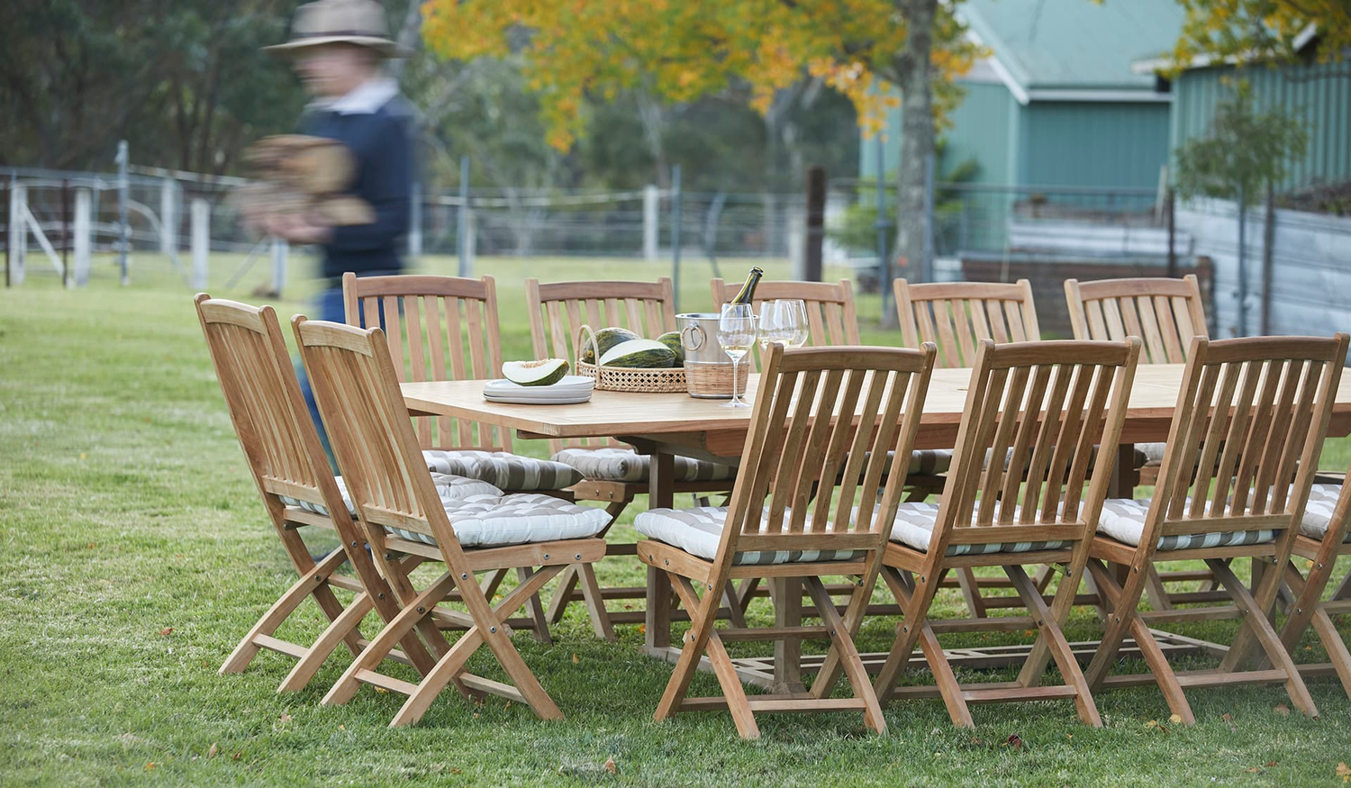 hawkesbury folding chair outdoor setting teak