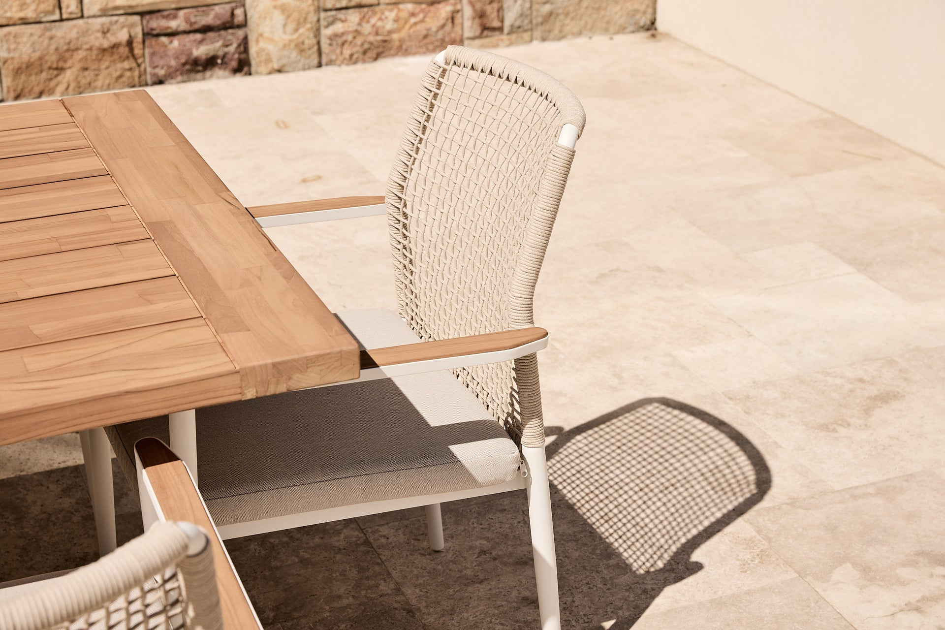 Santiago 13 Piece Teak and Rope Rectangle Outdoor Setting