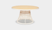 Load image into Gallery viewer, round outdoor dining table white and teak