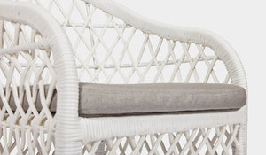 wicker outdoor chair white with grey seat pad