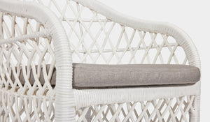 grey seat pad white wicker outdoor chair