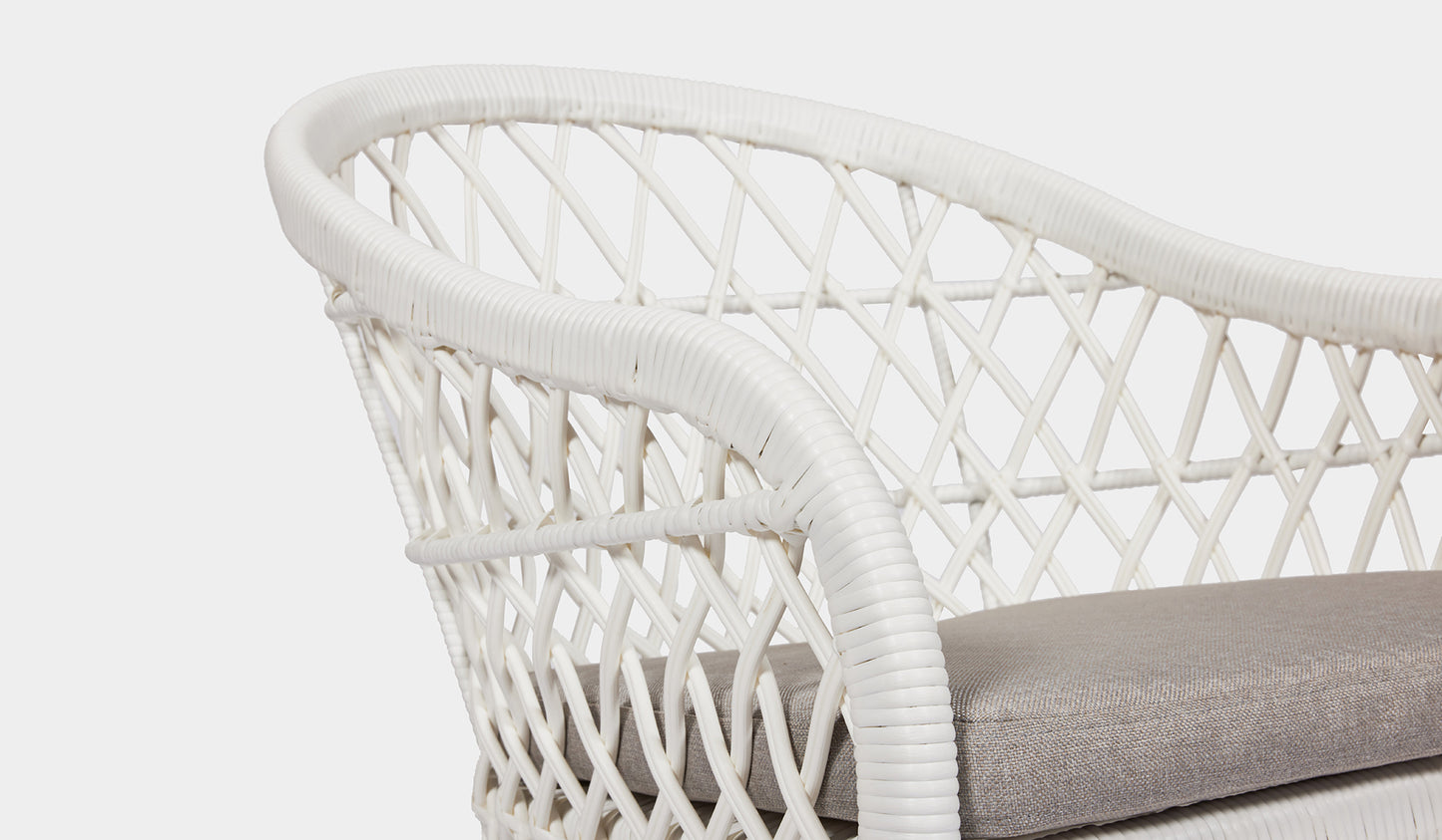 wicker outdoor dining chair white and grey