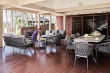 Load image into Gallery viewer, Ibiza Rope Outdoor Sofa setting in charcoalwithstone top dining table and rope chairs 2