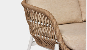 rope outdoor sofa natural, white and beige