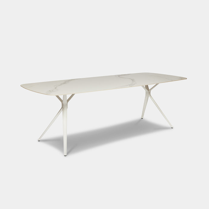 white sintered stone outdoor dining table 180cm