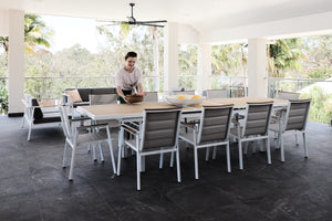 kai dining table white with mackay dining chairs aluminium