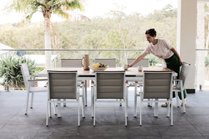 kai dining table white with mackay dining chairs aluminium