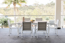 Load image into Gallery viewer, kai 180-240 teak dining table in white with kai dining chairs 3