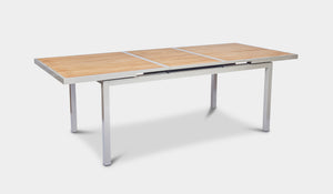 teak and aluminum extension table in silver grey