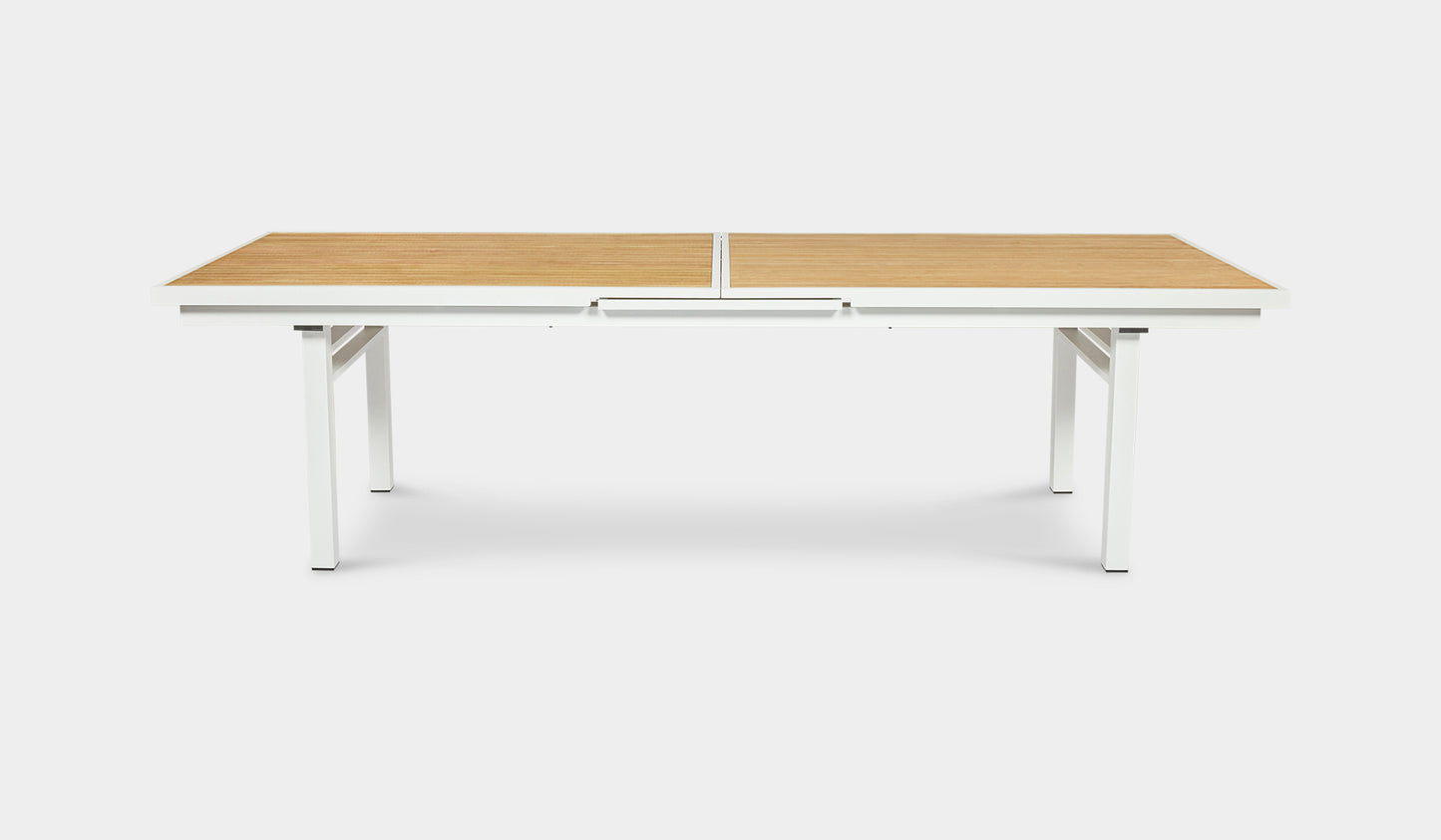 Kai white extension table white aluminum and teak