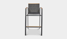 Load image into Gallery viewer, aluminum bar stool teak and charcoal