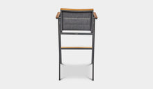 Load image into Gallery viewer, bar stool teak inset arms and leg rest 