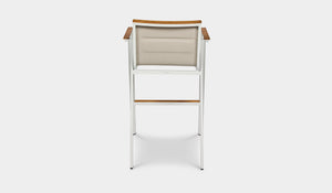outdoor bar stool white with teak arms