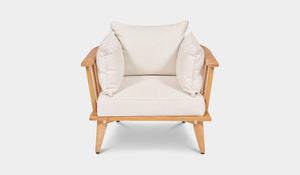 mauritius outdoor sofa setting natural teak and white cushions