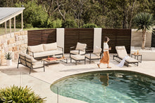Load image into Gallery viewer, Miami outdoor sofa setting aluminium and teak with beige cushions