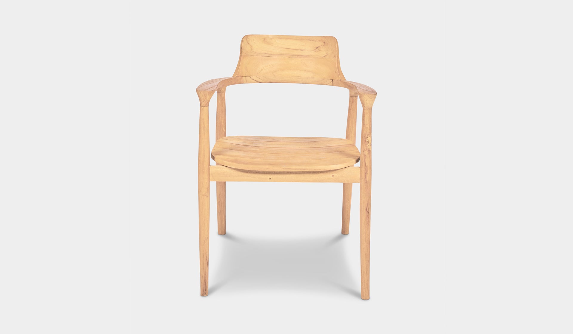 milos teak outdoor dining chair with arms