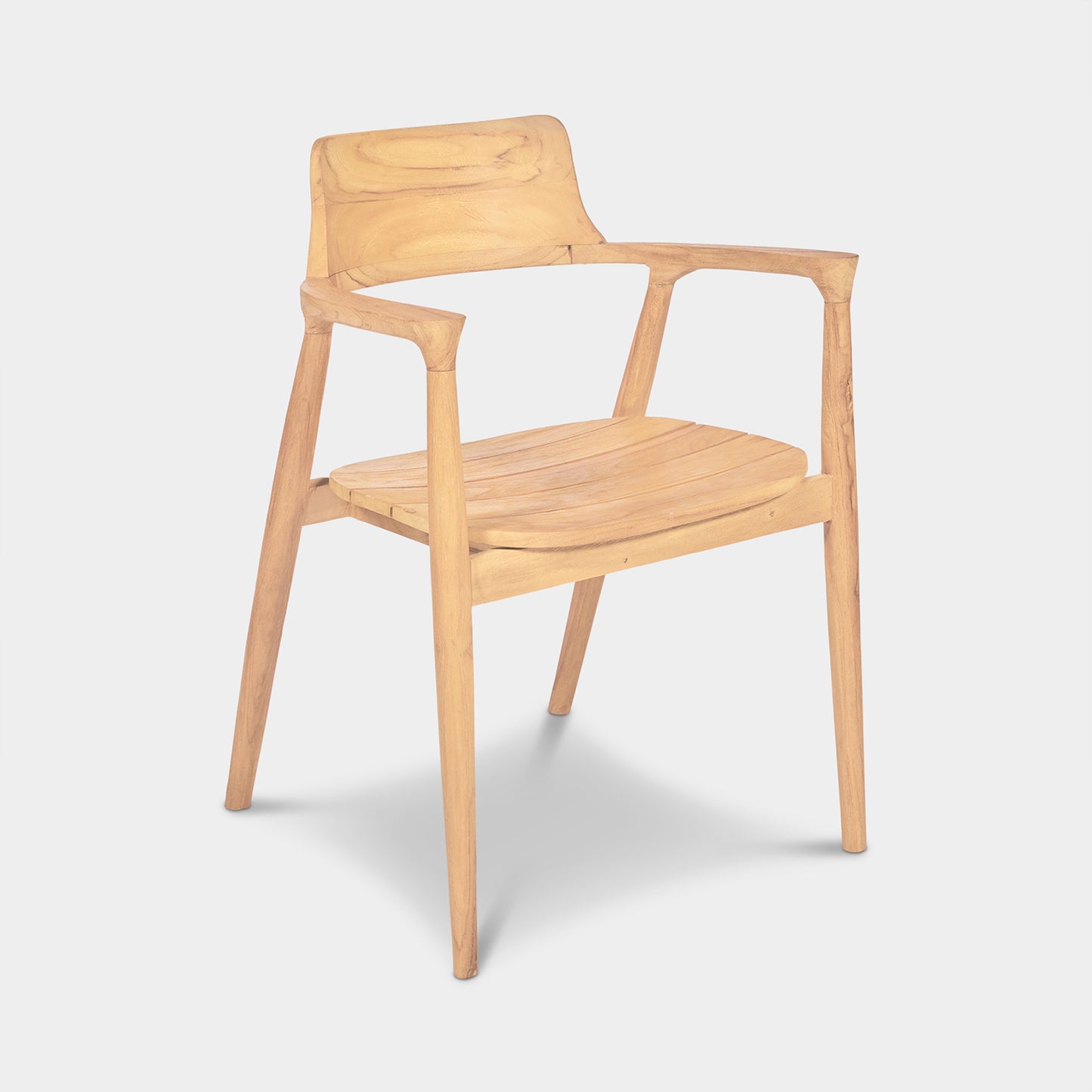 milos teak outdoor dining chair with arms