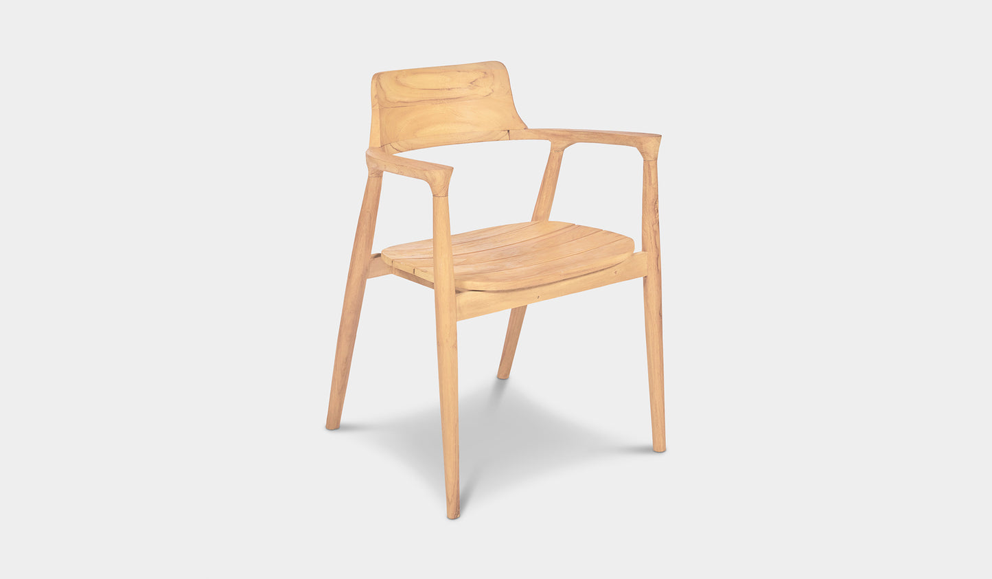 milos teak outdoor dining chair with arms