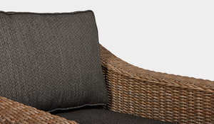 wicker 1 seater sofa dark grey cushion