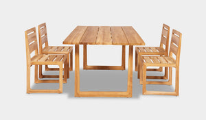 teak outdoor dining setting ski chairs no arms