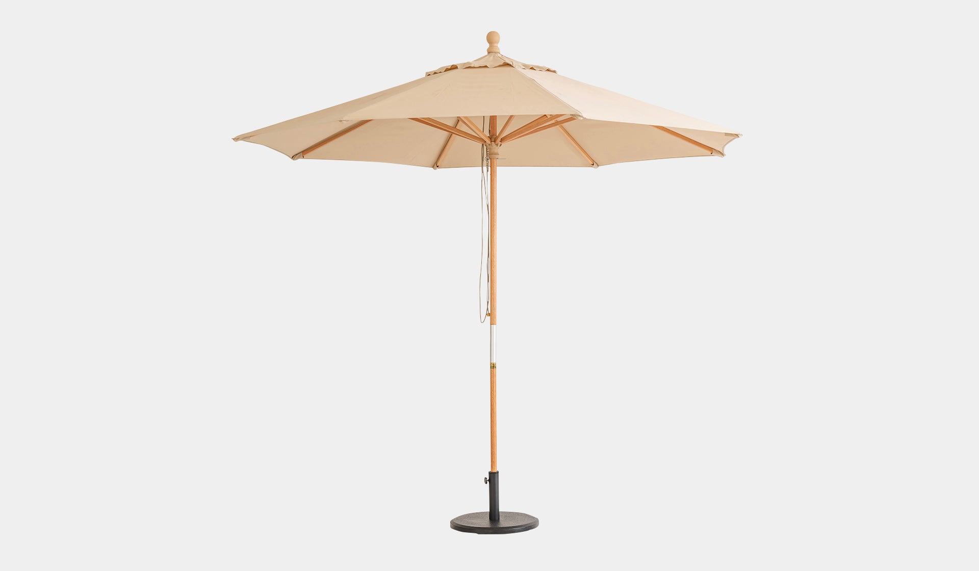 light colour timber outdoor umbrella