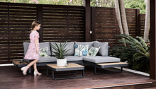 Load image into Gallery viewer, Noosa Corner Sofa Aluminium with Teak Coffee Table in Charcoal 1