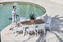 Load image into Gallery viewer, a Small Outdoor Dining Setting in White Aluminium with Teak Table Top