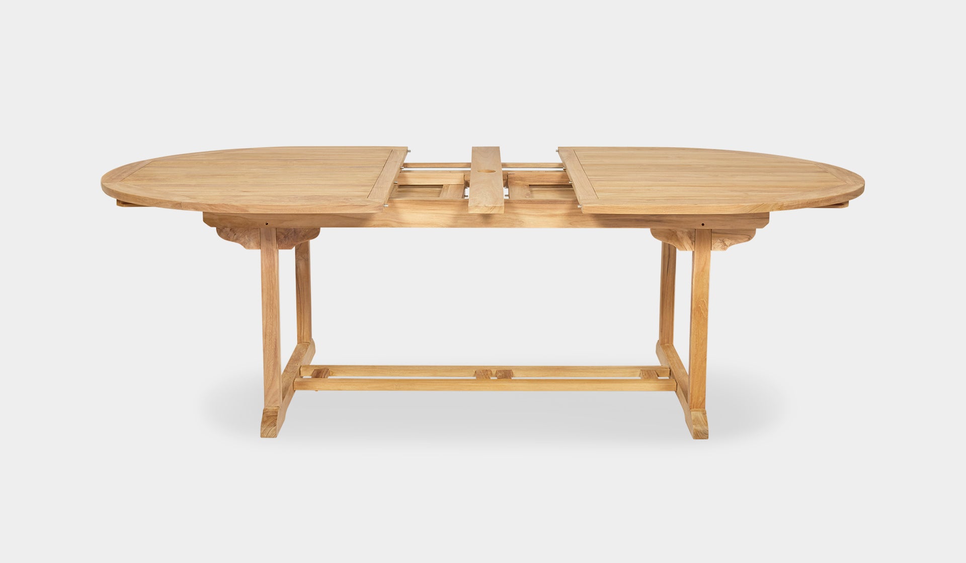 oval teak extension table 10-14 seater