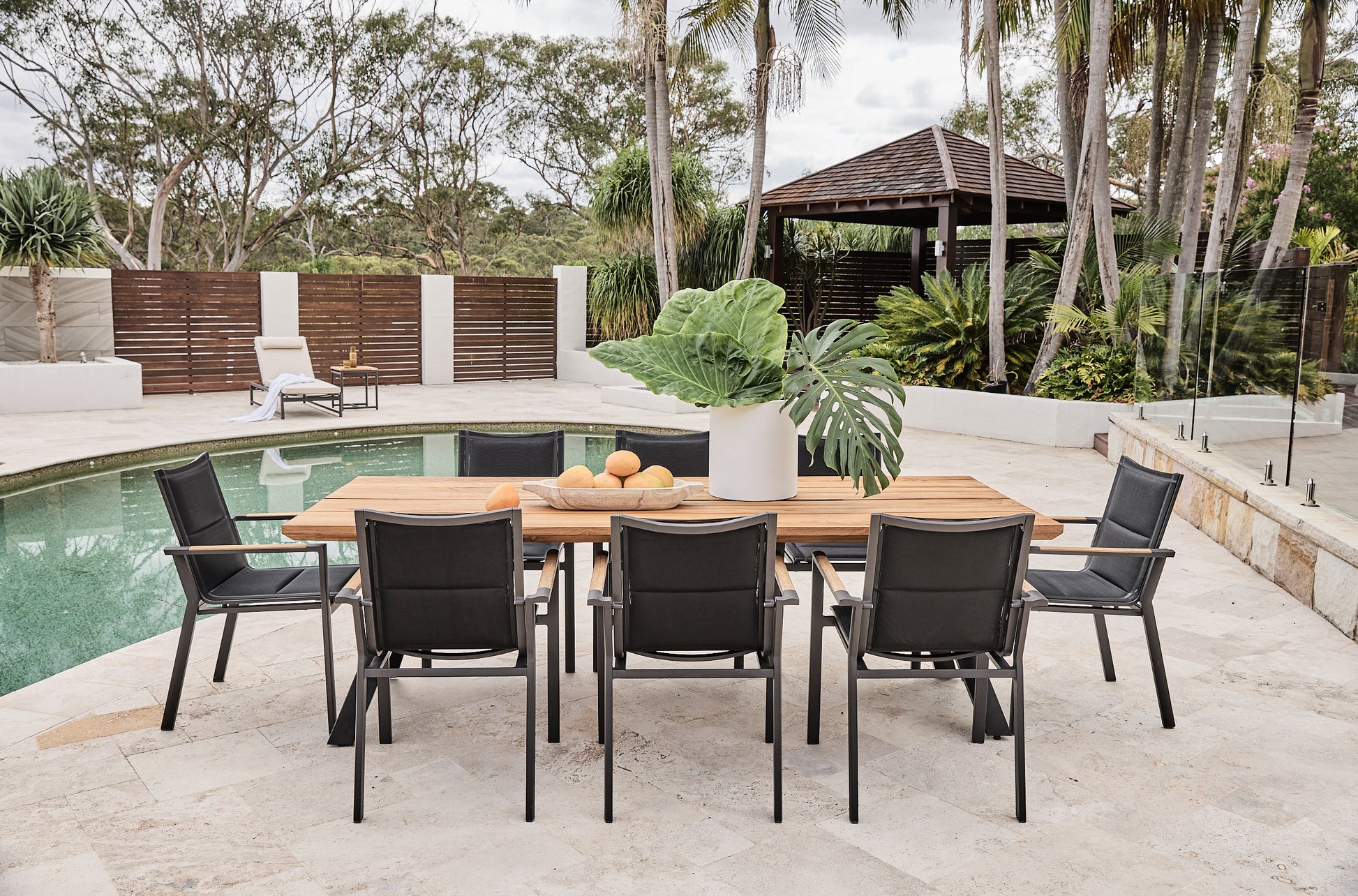 rockdale outdoor setting in teak and aluminium 9 piece