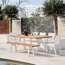 Load image into Gallery viewer, rockdale outdoor setting in white with teak 