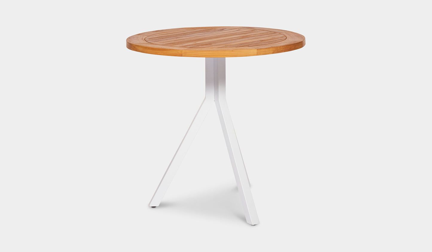 white leg teak top balcony table