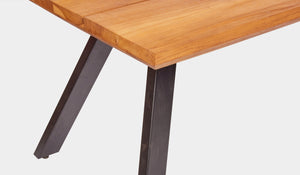 Rockdale Dining Table Black 160cm Reclaimed Teak Look a Like Natural Rustic