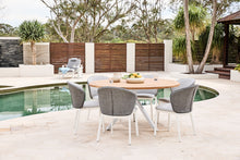 Load image into Gallery viewer, palma QDF outdoor fabric dining chairs and teak round table