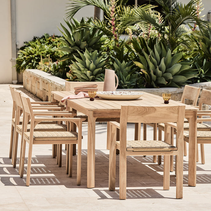 saint tropez teak outdoor setting with arm chairs