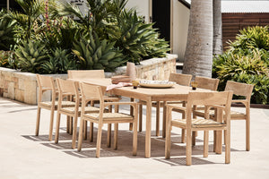 Saint Tropez Teak Outdoor Dining Table Setting