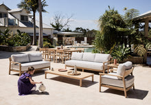 Load image into Gallery viewer, teak outdoor dining setting 8 arm chairs with complimenting sofa collection
