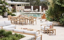 Load image into Gallery viewer, Saint Tropez Teak Outdoor Dining Table Setting and matching sofa