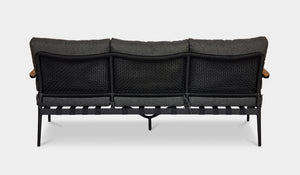 Santiago 3 Seater Rope Sofa Black with Teak Arm