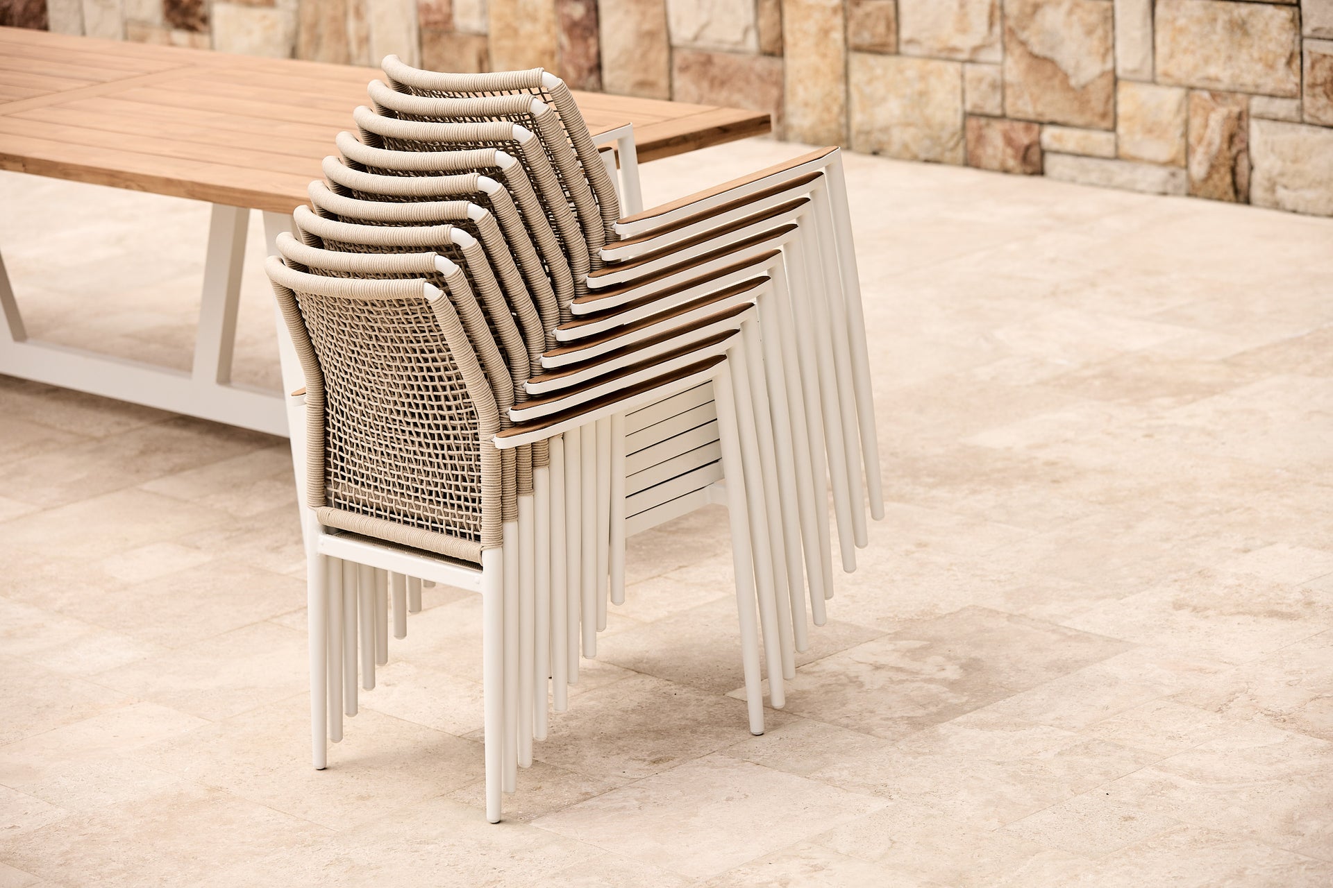 rope outdoor stackable dining chairs