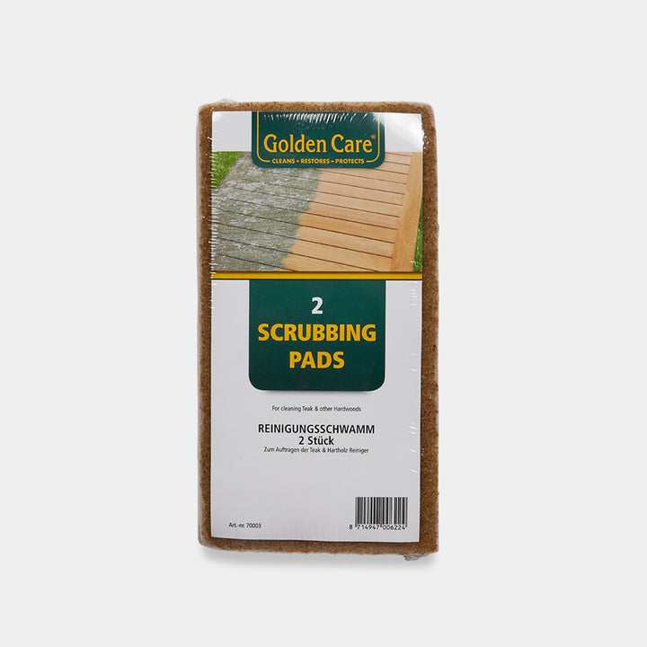 Pack of Golden Care scrubbing pads on a white background