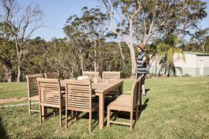 teak square 8 seater with blaxland side chairs