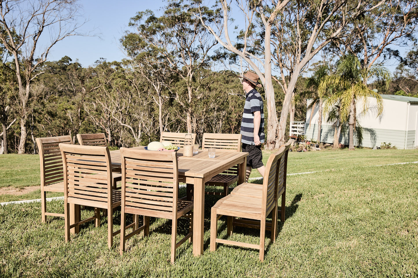 teak square 8 seater table